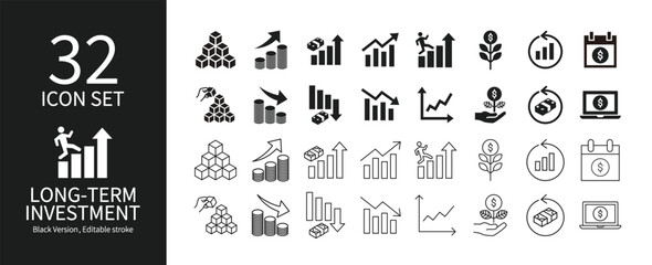 Icon set related to investment