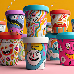 Packaging wrapper, graphic design of a ice cream series