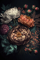 Vintage floral wallpaper. AI