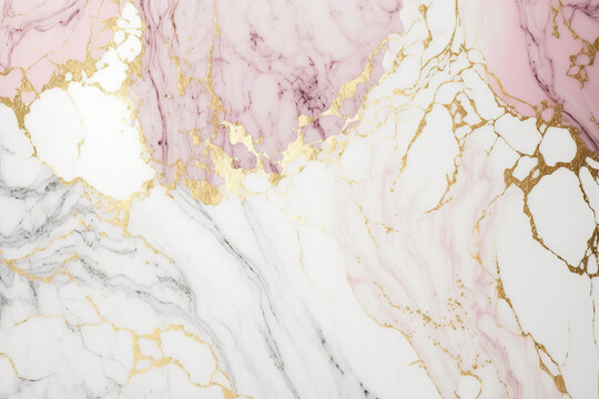 White And Pink Marble Textured Background. Abstract Design, 4k Wallpaper. AI 