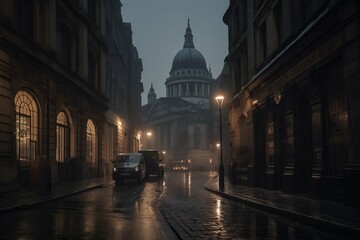 Fototapeta na wymiar Night london street. Generate Ai