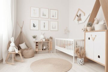Nursery room interior. Generate Ai - obrazy, fototapety, plakaty