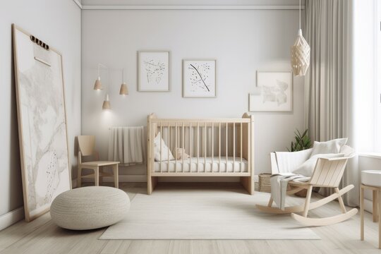 Nursery room interior minimalism. Generate Ai