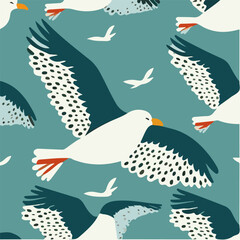 cute simple seagull pattern, cartoon, minimal, decorate blankets, carpets, for kids, theme print design
