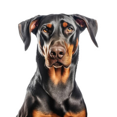 Obraz premium dobermann dog isolated on a white background, ai generative