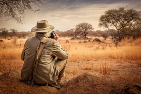 Old man photo safari. Generate Ai
