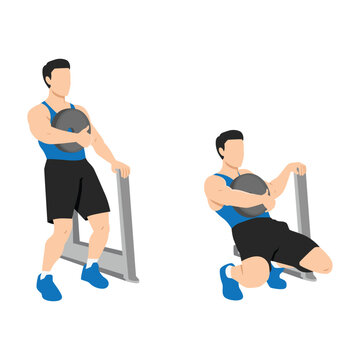 Man doing sissy squat exercise. Flat vector illustration isolated on white background