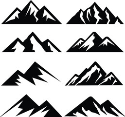Mountain Silhouette, peak Silhouette, travel with mountain logo design vector
