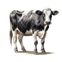 Krowa, wygenerowane przez AI, ilustracja bez tła - obrazy, fototapety, plakaty