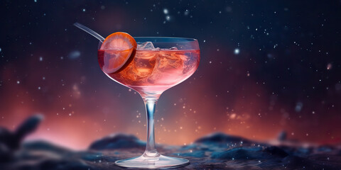 AI Generated. AI Generative. Vacation chill relax vibe summer cocktail on trendy background. Night life party lifestyle. Graphic Art