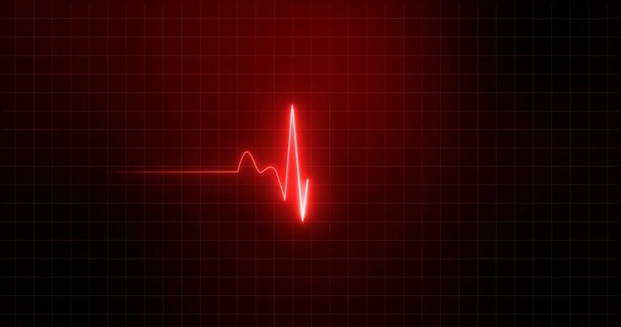 heart beat cardiogram animate footage of red color clip. heart beat pulse cardiogram background.