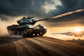 Fototapeta premium russian tank t, tank battlefield