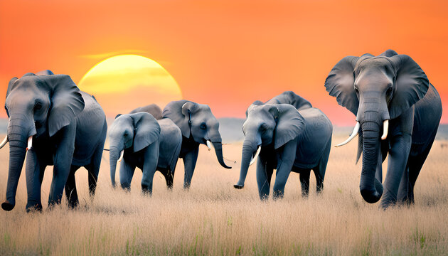 elephants in the savannah