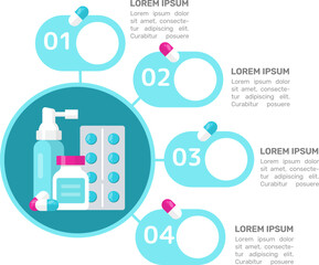 Healthcare infographic chart design template. Treatment for disease. Abstract vector infochart with blank copy spaces. Instructional graphics with 4 step sequence. Visual data presentation