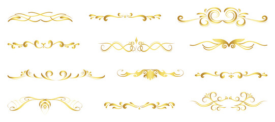 Obraz premium Set of golden vintage decorative swirl elements design
