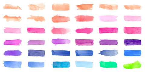 Watercolor grunge banner collection. Set of watercolor paint splashes