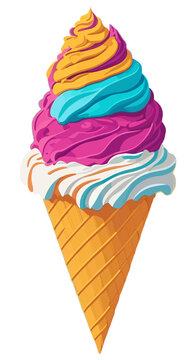 Waffle cone ice cream illustration (Generative AI)
