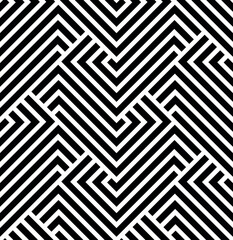 Naklejka na ściany i meble Abstract geometric pattern with stripes, lines. Seamless vector background. White and black ornament. Simple lattice graphic design.