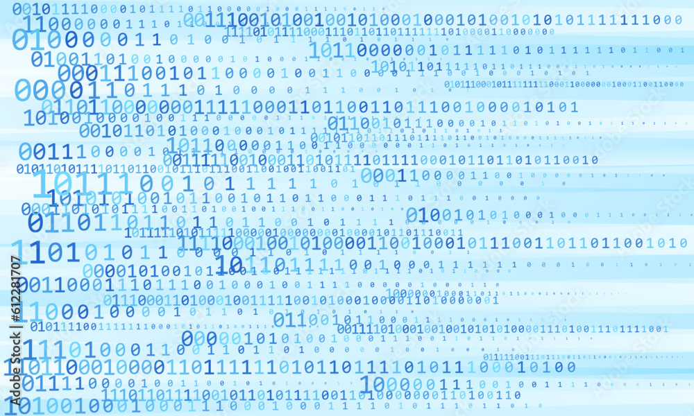 Leinwandbilder abstract blue dynamic cyber background with zero and one digits.