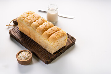 Fresh Baked brioche soft and fluffy bun white Bread or milk bread. isolated white background