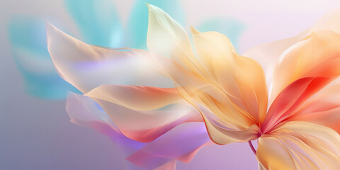 Soft flower with silk fabric texture on pink gradient background. Created with Generative AI technology.