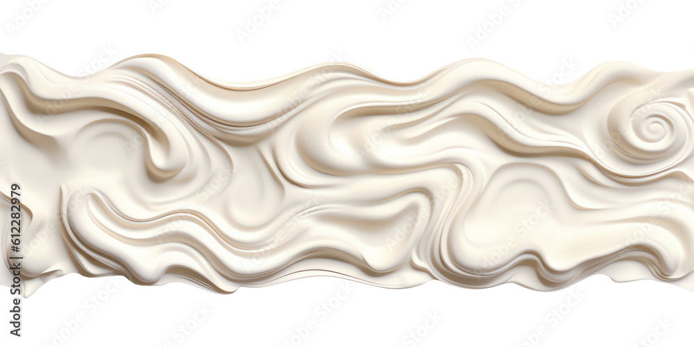 Poster cream banner flowing liquid and swirls abstract shape isolated on transparent background - generativ