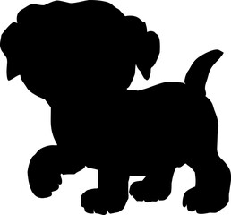vector silhouette of a black dog