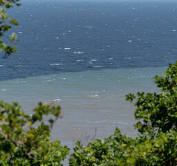 The Bristol Channel two tone sea and coastline from North Hill in Minehead