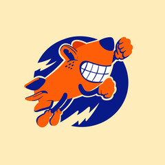 Illustration of aircraft orange rocket cartoon vector mascot logo