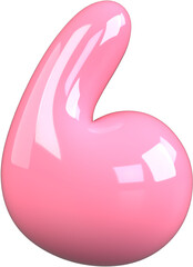 Pink 3D Bubble Gum Inflated Numbers Symbol Letter Comma