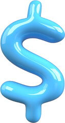 Blue 3D Bubble Gum Inflated Letters Number Symbol 