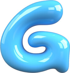 Blue 3D Bubble Gum Inflated Letters Number Symbol G