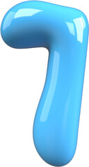 Blue 3D Bubble Gum Inflated Letters Number Symbol 1
