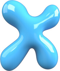 Blue 3D Bubble Gum Inflated Letters Number Symbol X