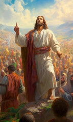 Fototapeta na wymiar Jesus preached to the crowd
