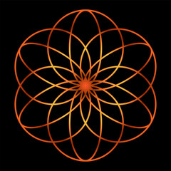 The Flower of Life Symbol. One of the basic sacred geometry shapes. Symmetry Vector illustration.