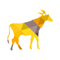 Obraz premium A gold goat vector illustration in geometric shape