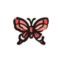 Butterfly - Chinese new year icon/illustration (Hand-drawn line, colored version)