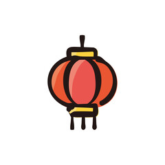Chinese lantern - Chinese new year icon/illustration (Hand-drawn line, colored version)