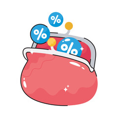 Discount Bag doodle vector outline Sticker. EPS 10 file