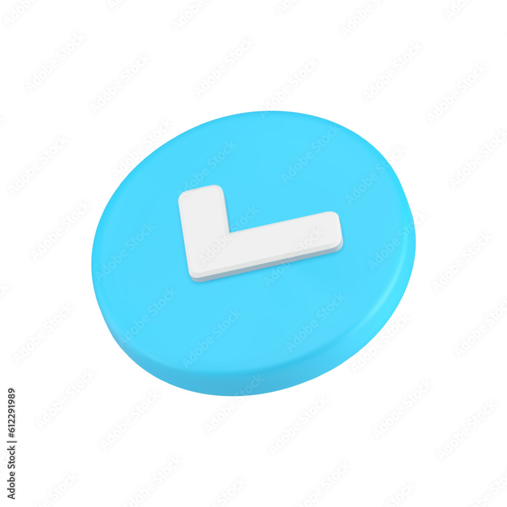 Poster checkmark blue circle button approved acceptance checkbox confirmation 3d icon realistic vector