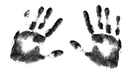 dirty coal stained handprint isolated