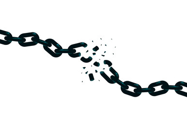 Breaking chain freedom and liberty concept vector illustration in poster style, liberation, weak link concept.
