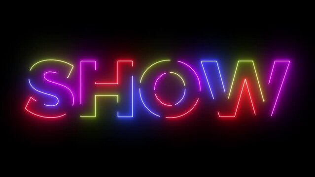 Show colored text. Laser vintage effect. Infinite loopable