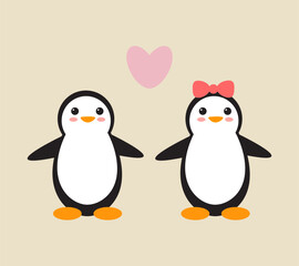 two penguins with heart