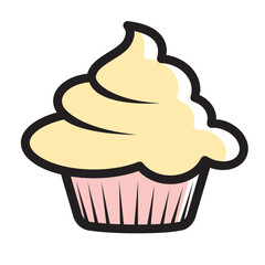 illustration of a cupcake with ice cream