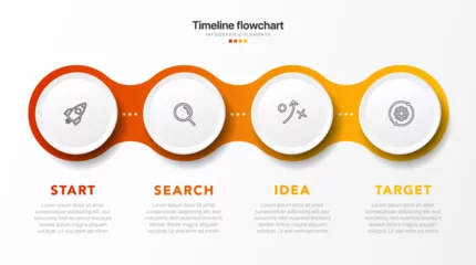 Fotobehang Timeline infographic design with options or steps. Infographics for business concept. Can be used for presentations workflow layout, banner, process, diagram, flow chart, info graph, annual report. © Carkhe