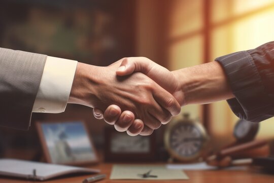 business concept handshake agreement decision making two businessmen shaking hands after a successful project generative ai