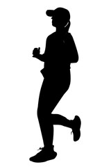 woman warming up run runner, silhouette simple vector, isolated on white