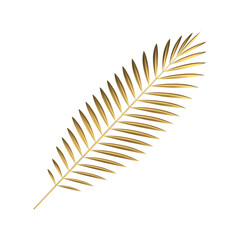 Fern golden tropical tree branch jungle rainforest plant decor element 3d icon realistic vector